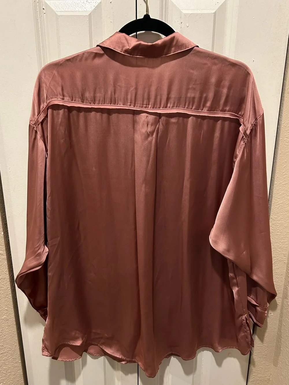 Free People Intimately Satin Silky Blouse Dusty Rose Academia Casual Street,XS